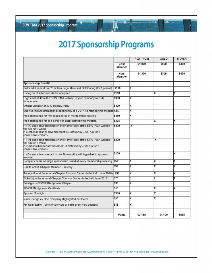 Sponsor Menu